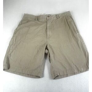 Chaps Mens Tan Cotton Chino Shorts Size 36 Flat Front Casual Twill Summer